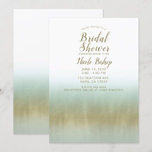 Invitación Baño de Oro Espuma de Mar Blanco Elegante Playa pa