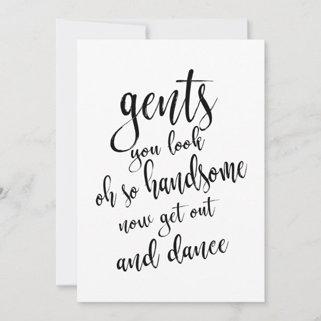 Invitación Baño Gents Rótulo Boda asequible (Anverso)