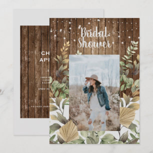 Invitación Baño Nupcial de Foto de Follaje Otoñal de Madera R