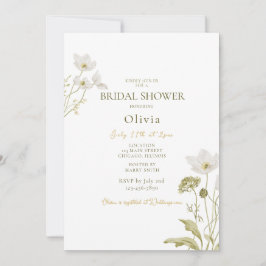 Invitación Baño Nupcial de Jardín Floral Blanco en Floración