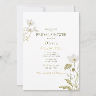 Invitación Baño Nupcial de Jardín Floral Blanco en Floración