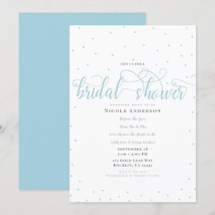 Invitación Baño Nupcial Moderno Azul Turquesa con Letra Minim