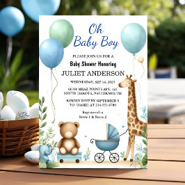Invitación Baño suave oso azul Cubo bienvenida bebé ducha