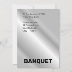 Invitación Banquete Boda Minimista Plata y Negro