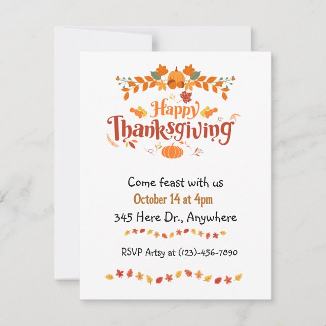 Invitación Banquete de Acción de Gracias (Anverso)
