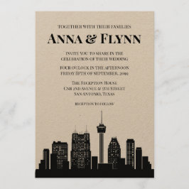 Invitación Banquete de boda del horizonte de la ciudad de San