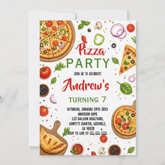 Invitación Banquete de cocina de pizzería italiana Cumpleaños