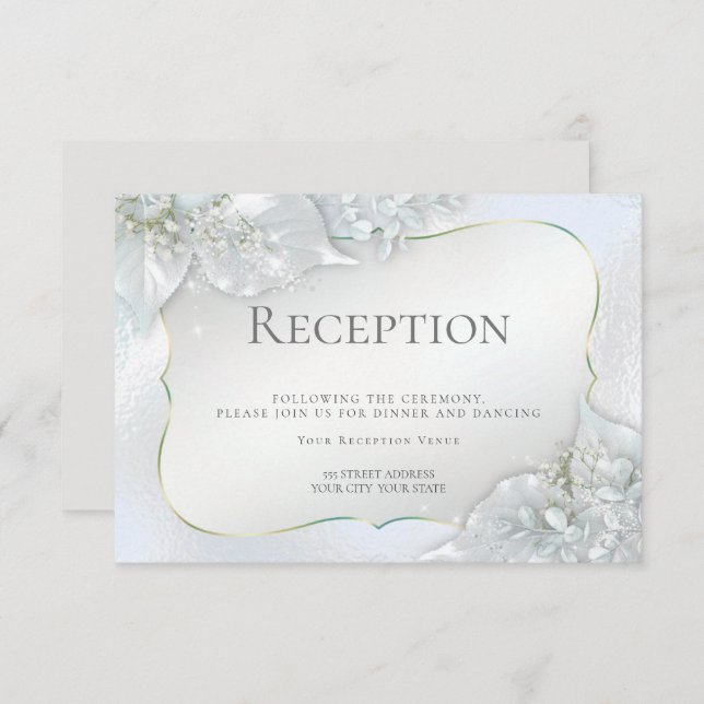 Invitación Banquete nupcial | Icy Glacier Blue Shimmer (Anverso / Reverso)