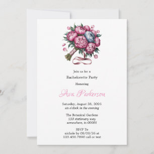 Invitación Banquetes de bachillerato con flores rosas y azule