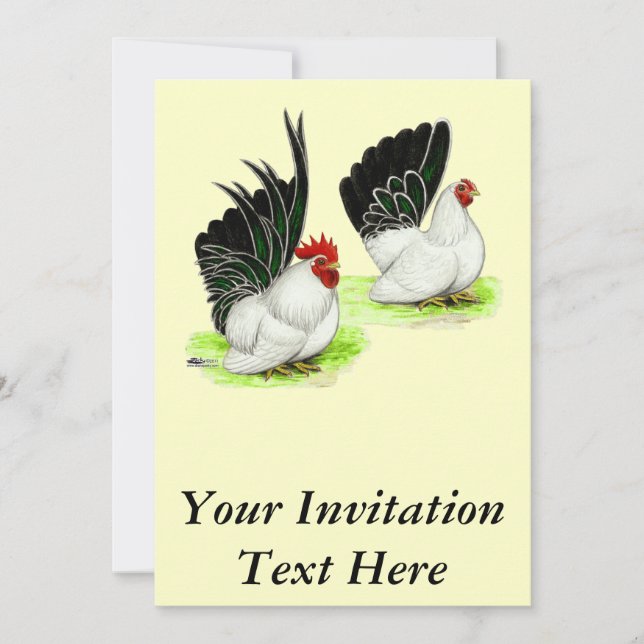 Invitación Bantemas blancos negros japoneses (Anverso)