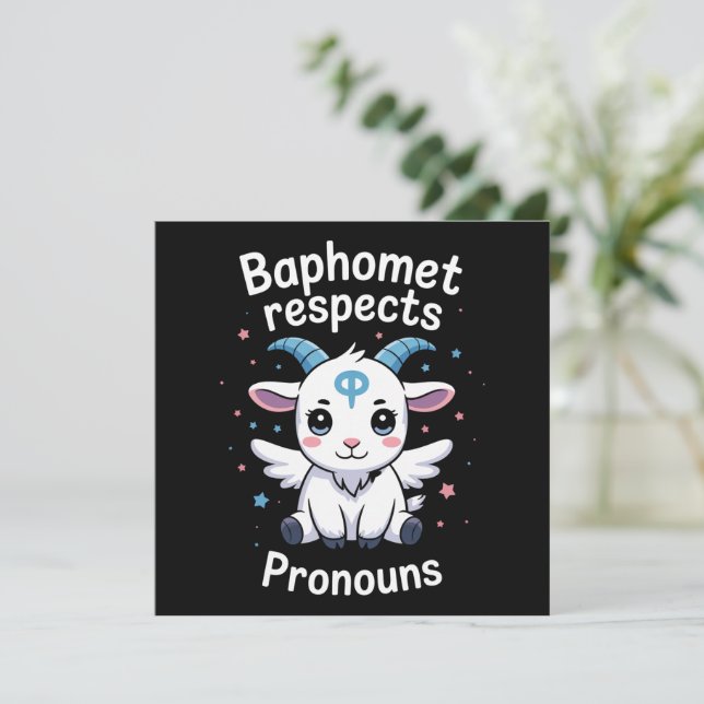 Invitación Baphomet transgénero respeta pronombres Orgullo Tr (Anverso de pie)
