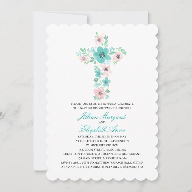 Invitación BAPTASMA cruzado de flores acuáticas (Anverso)