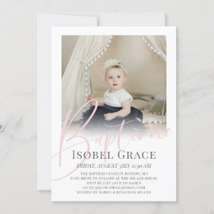 Invitación Baptême de foto manuscrita de Rubor