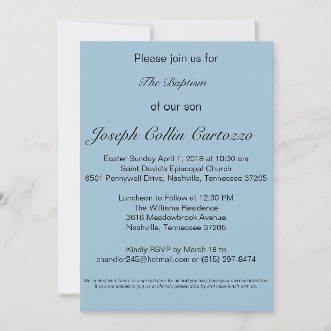 Invitación Baptisim invita (Anverso)