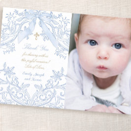 Invitación Baptism baby boy thank you card