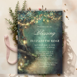 Invitación Baptism Blessing Enchanted Garden Forest Landerns