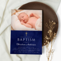 Baptism Boy Elegante acuarela azul real