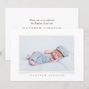 Invitación Baptism Boy   Foto Personalizado simple y moderna
