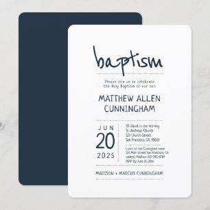Invitación Baptism Boy   Moderno + Simple