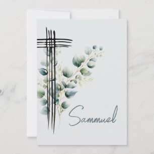 Invitación Baptism Christening Boy Cruz Azul Moderna