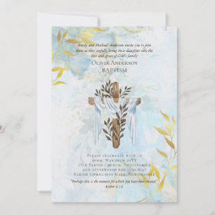 Invitación BAPTISM clásico elegante invita a Aqua Blue Gold