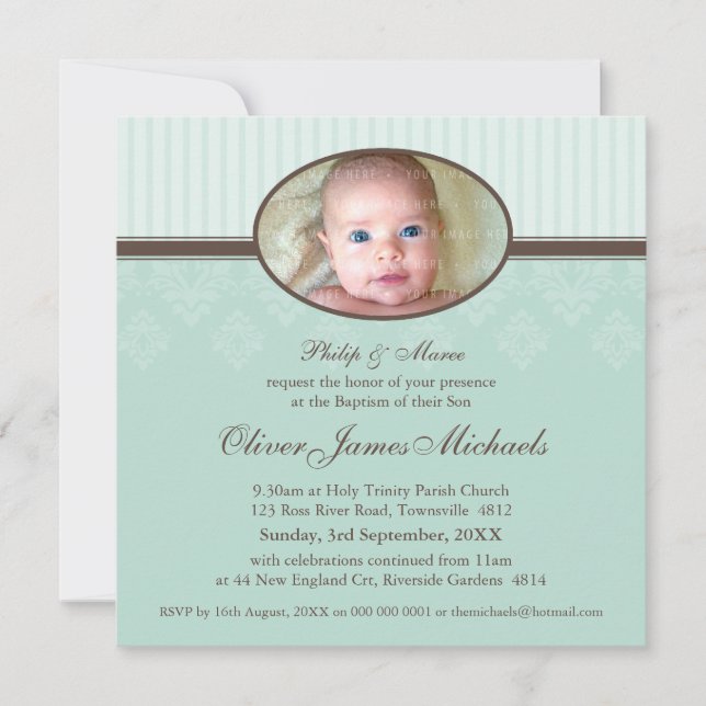 Invitación BAPTISM INVITA :: bendecido 1SQ (Anverso)