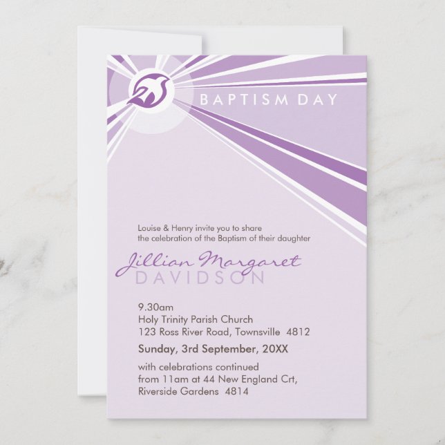 Invitación BAPTISM INVITA :: paloma moderna 6P (Anverso)