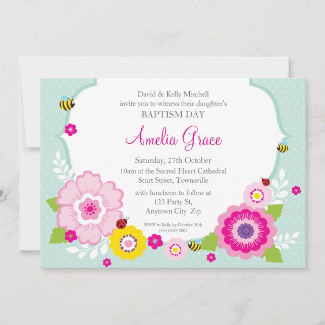 Invitación BAPTISM INVITA :: Tema 2 del jardín (Anverso)