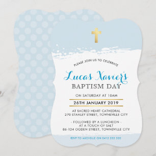 Invitación BAPTISM INVITE lindo cepillo de cruz moderno trazo