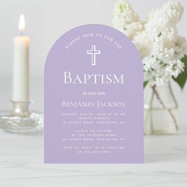 Invitación Baptism Lavender Arch Simple Cristianismo Religios (Subido por el creador)