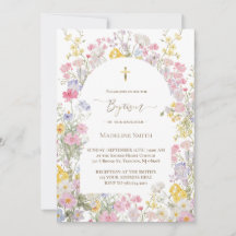 Baptism watercolor meadow flowers