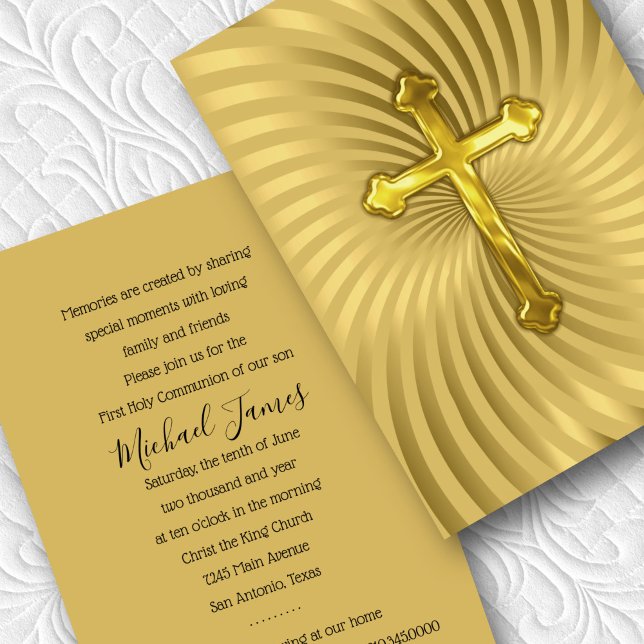 Invitación Baptismo 1ª confirmación de la comunión oro (Subido por el creador)