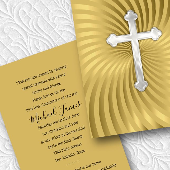Invitación Baptismo 1ª confirmación de la Comunión Pearl Gold (Subido por el creador)