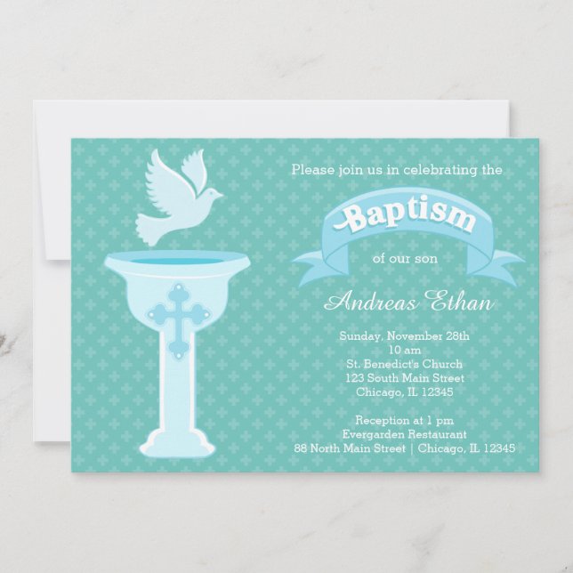 Invitación Baptismo bebé * elegir color de fondo (Anverso)