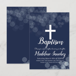 Invitación Baptismo Bokeh Ilustración dedicción Christening