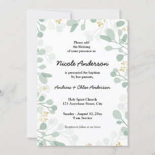 Invitación Baptismo botánico aéreo