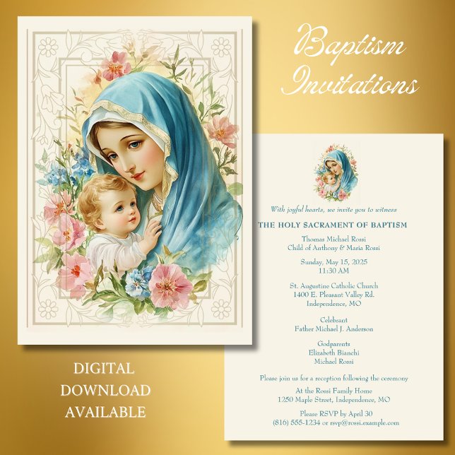 Invitación Baptismo católico Cristiando a María Jesús (Subido por el creador)