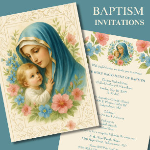 Invitación Baptismo católico Cristiando a María Jesús