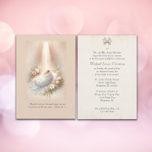 Invitación Baptismo Católico Infantil En Luz Suave
