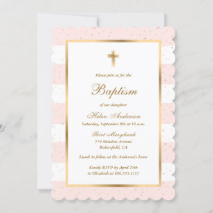 Invitación Baptismo Chica de la banda de oro blanco rosado pe
