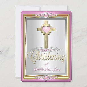 Invitación Baptismo Chicas cristianos cruzan la Perla Rosa 2