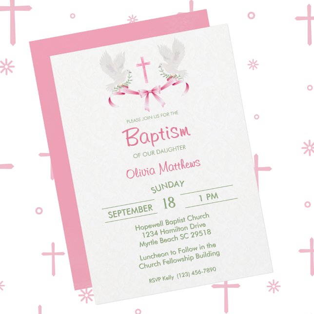 Invitación Baptismo Chicas de cruces rosadas (Subido por el creador)