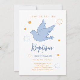 Invitación Baptismo Christening Dove and Stars Invitation