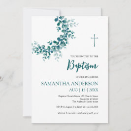 Invitación Baptismo Christening Eucalyptus Greeneration