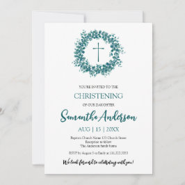 Invitación Baptismo Christening Eucalyptus Greenereneration m