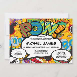 Invitación Baptismo Christening Fun moderno libro de historie