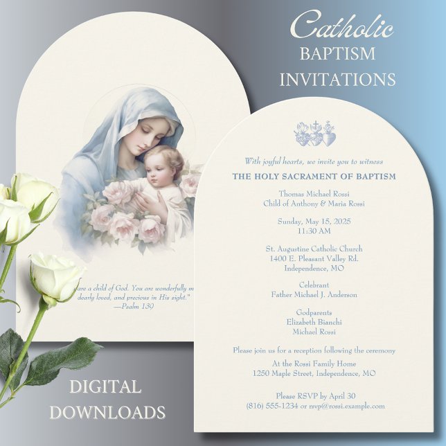 Invitación Baptismo Christening Mary Jesus Religioso (Subido por el creador)