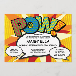 Invitación Baptismo Christening Modern Comic Book