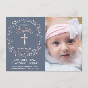 Invitación Baptismo, Christening Photo Invitation - Niña bebé