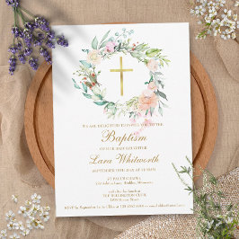 Invitación Baptismo Christening Woodland Floral Garland